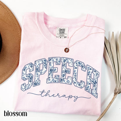 Speech Therapy Comfort Color Shirt Toile de Jouy Speech Language Pathologist Tshirt SLP Christmas Gift New Speech Therapist Floral Tee