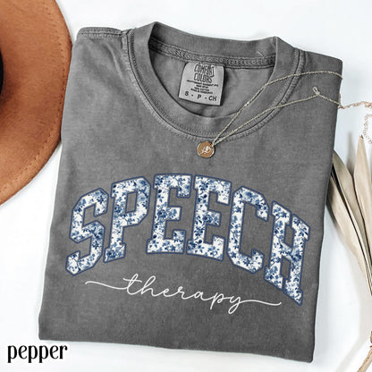 Speech Therapy Comfort Color Shirt Toile de Jouy Speech Language Pathologist Tshirt SLP Christmas Gift New Speech Therapist Floral Tee