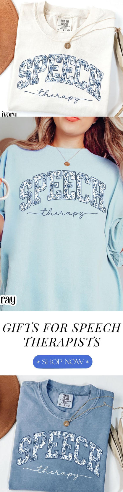 Speech Therapy Comfort Color Shirt Toile de Jouy Speech Language Pathologist Tshirt SLP Christmas Gift New Speech Therapist Floral Tee