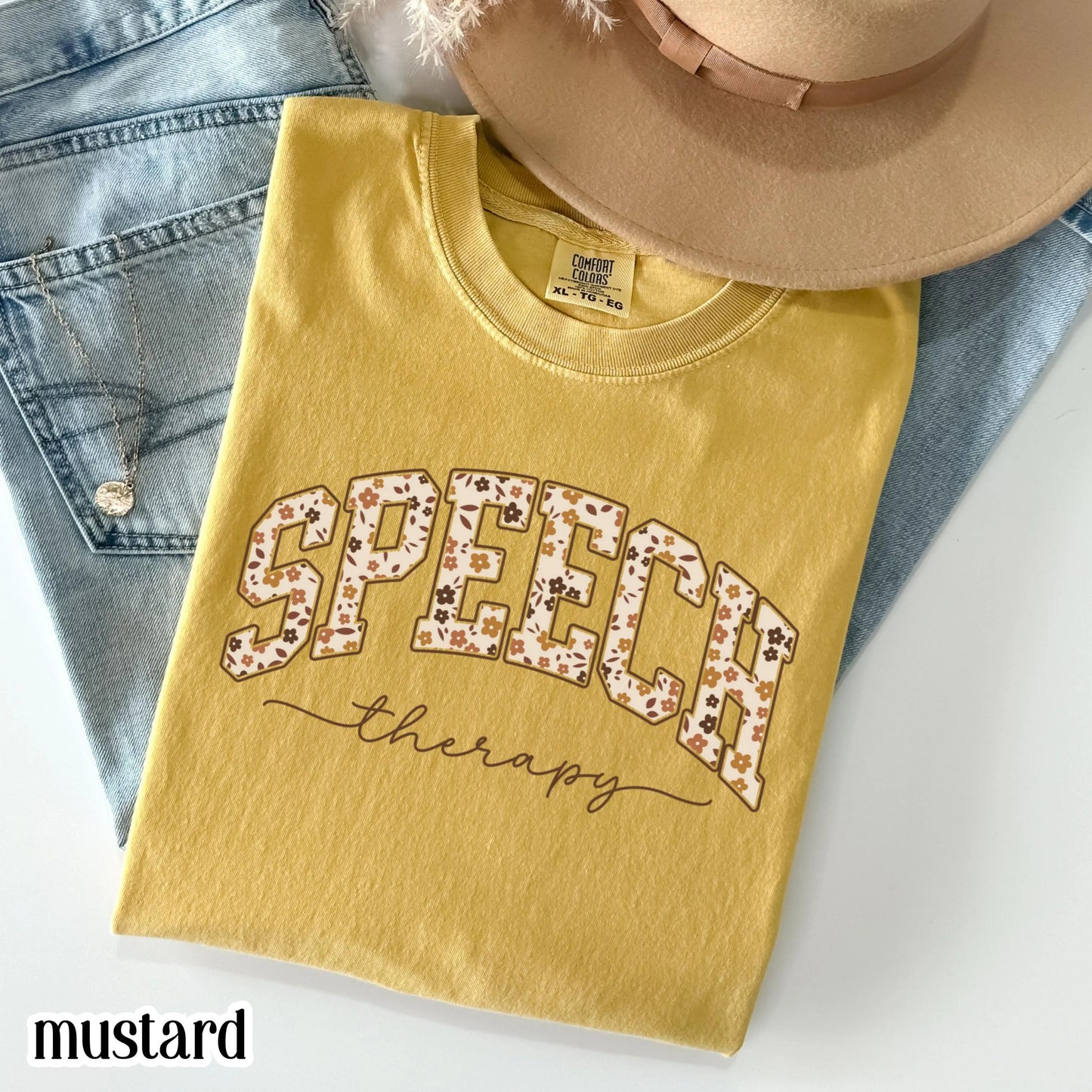 Speech Therapy Comfort Color Shirt Fall Retro Speech Language Pathologist Tshirt SLP Christmas Gift New Speech Therapist Floral Tee