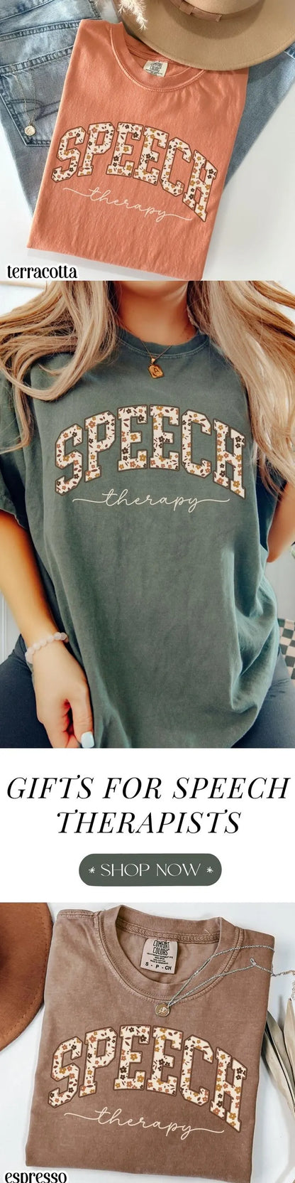 Speech Therapy Comfort Color Shirt Fall Retro Speech Language Pathologist Tshirt SLP Christmas Gift New Speech Therapist Floral Tee