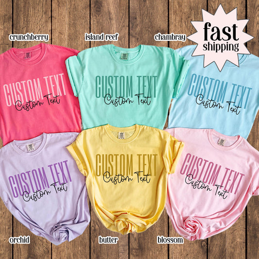 Custom Text Comfort Colors Shirt Teacher Back to School Shirt Matching Team Tshirt Personalized Name Tee Preschool First Grade Nurse T-shirt