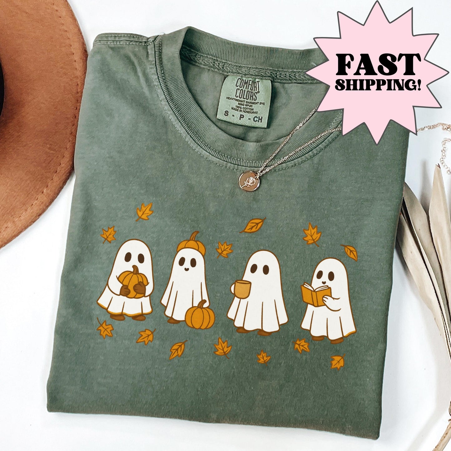 Cute Cozy Fall Ghost Comfort Colors Tee