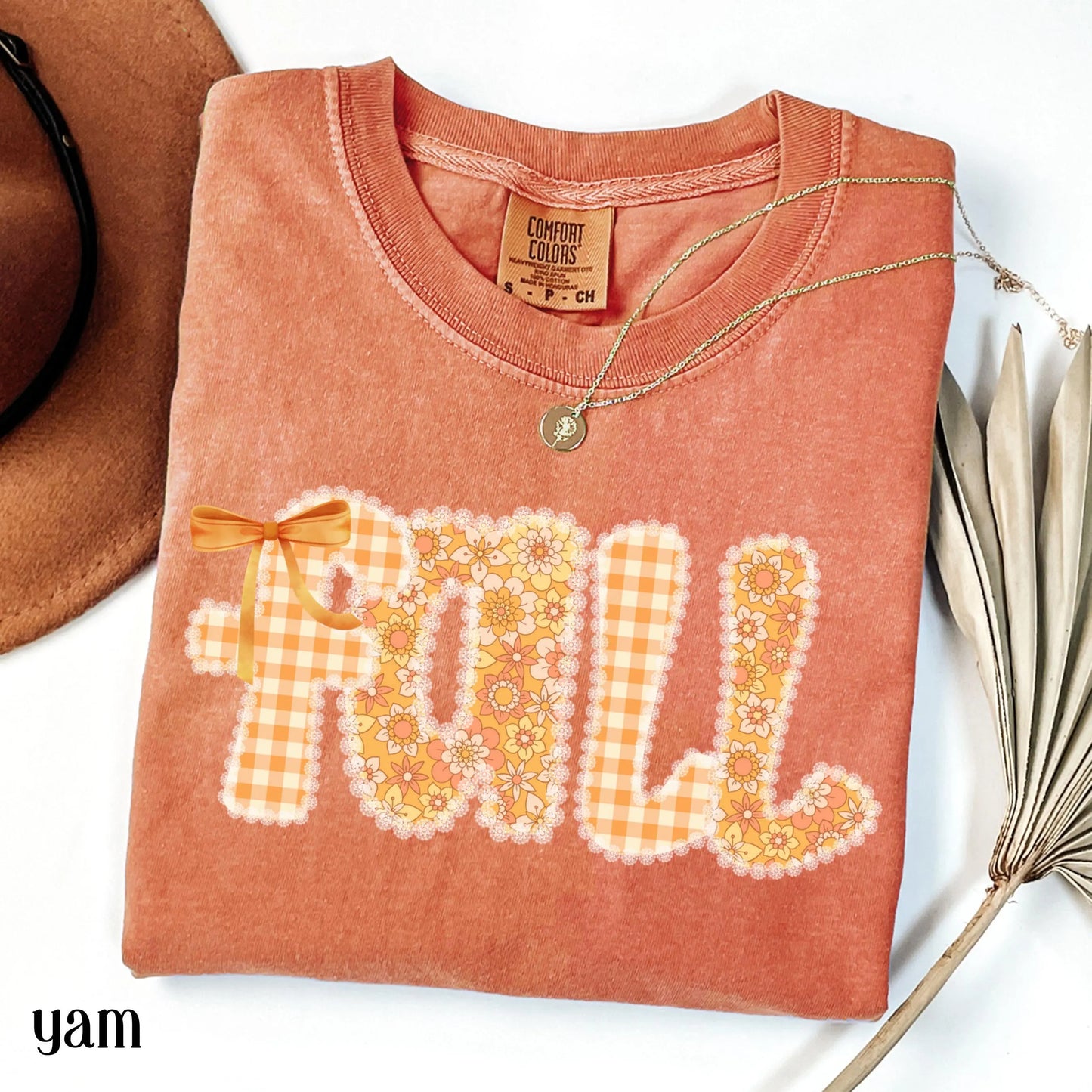 Lace and Gingham Fall Comfort Colors Tee