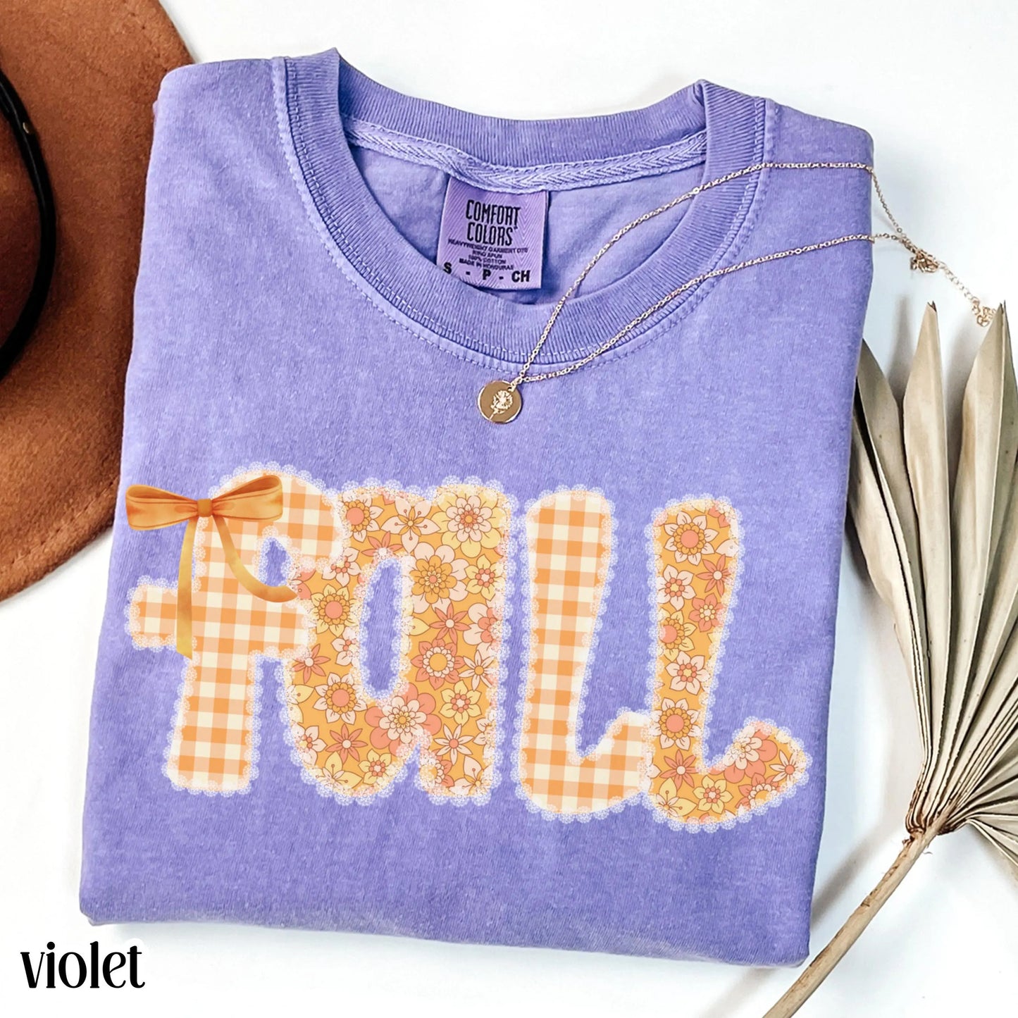 Lace and Gingham Fall Comfort Colors Tee