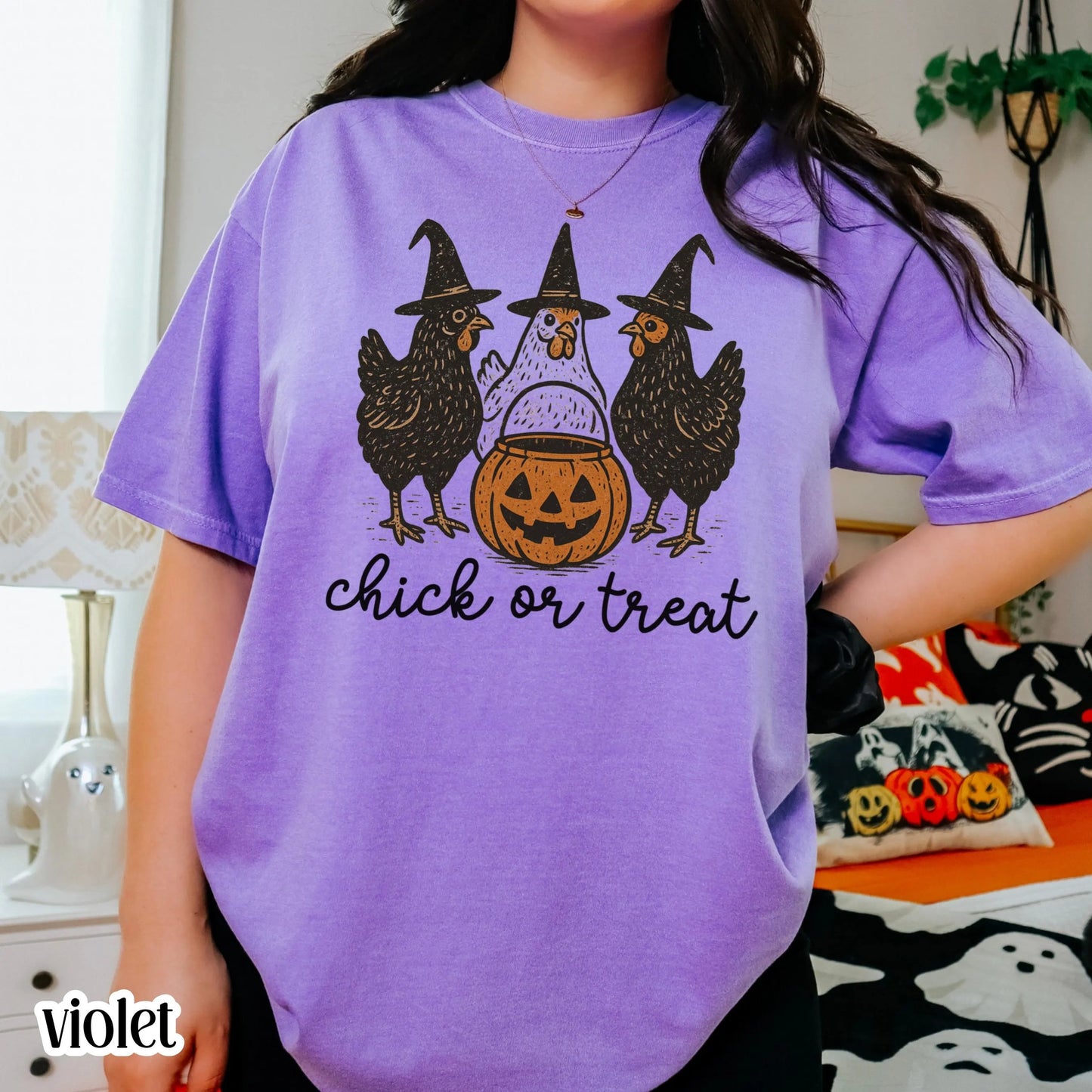 Witch Chicken Halloween Comfort Colors Tee