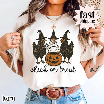 Witch Chicken Halloween Comfort Colors Tee