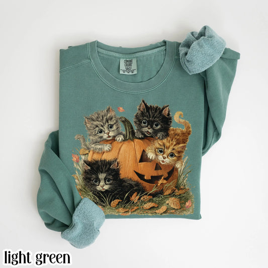 Vintage 90s Cat Halloween Comfort Colors Sweatshirt