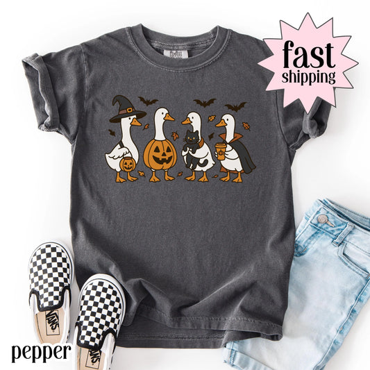 Comfort Colors Kids Halloween Shirt, Goose Shirt, Youth Halloween Shirt, Silly Goose Shirt, Fall Shirt, Spooky Shirt, Pumpkin Costume Shirt