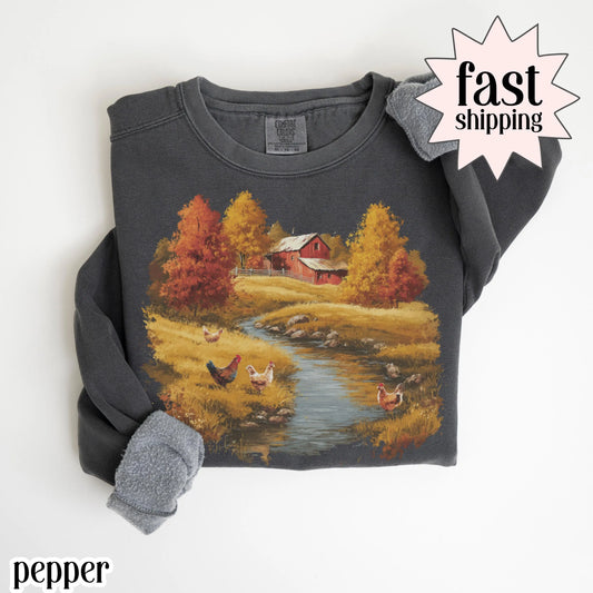 Vintage Farm Chicken Comfort Colors Sweatshirt