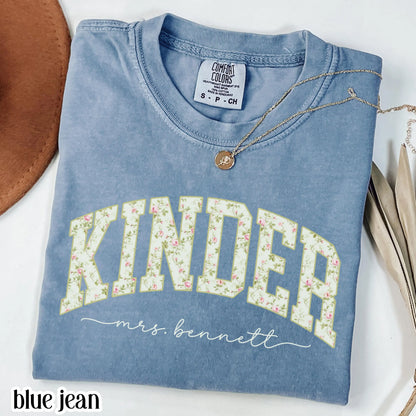 Kindergarten Custom Teacher Shirt Comfort Colors Kinder Tee Teacher Tshirt Back to School Teacher Appreciation Christmas Gift For Teacher