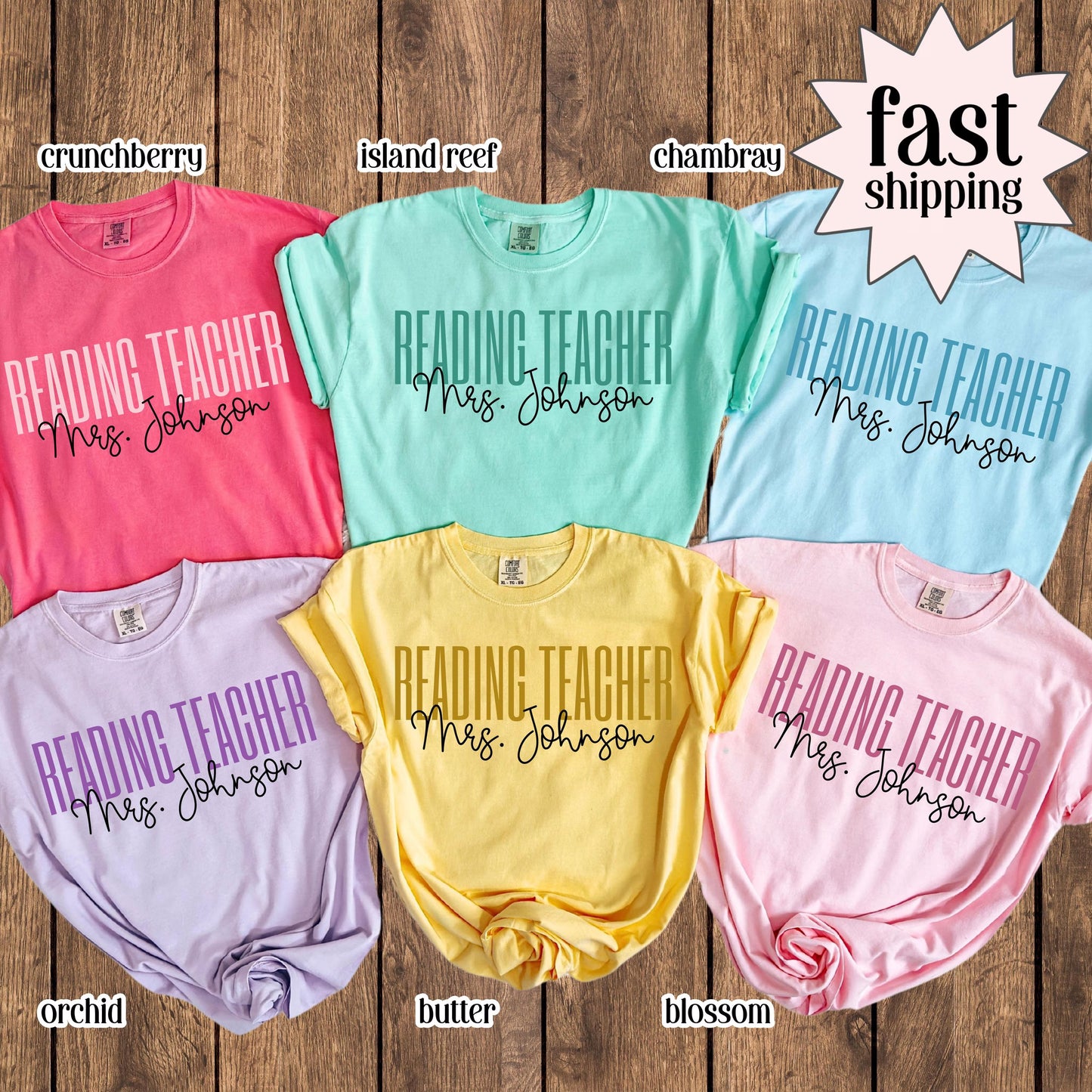 Comfort Colors Reading Teacher Shirt Dyslexia Reading Specialist Tee Back to School TShirt Custom Name Literacy Teacher Appreciation Tee
