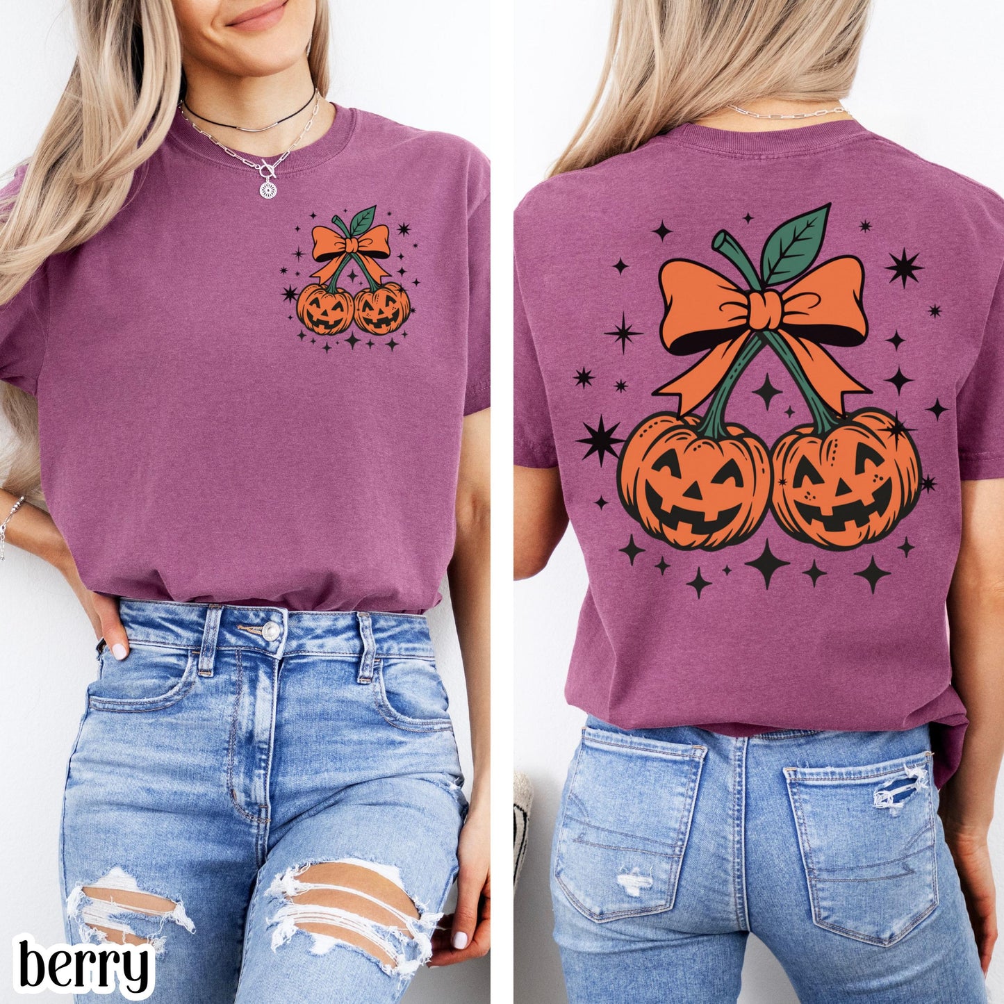 Pumpkin Bow Comfort Colors Halloween Tee