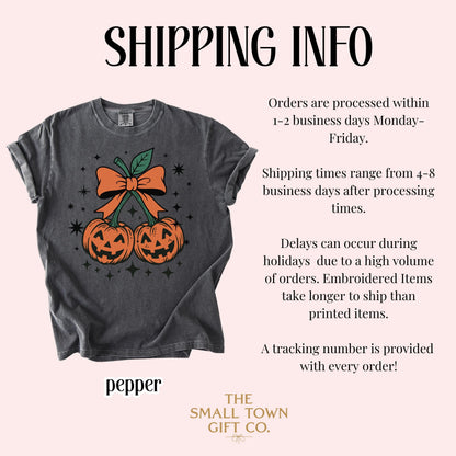 Pumpkin Bow Comfort Colors Halloween Tee