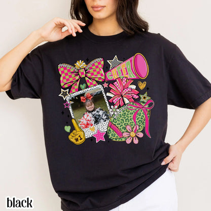 Cheer Comfort Colors Photo Shirt Cheer Mom Custom Game Day Tee Gift for Mom High School Cheerleading Team Shirt Cheerleader Tshirt