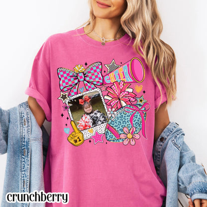 Cheer Comfort Colors Photo Shirt Cheer Mom Custom Game Day Tee Gift for Mom High School Cheerleading Team Shirt Cheerleader Tshirt