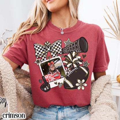 Cheer Comfort Colors Photo Shirt Cheer Mom Custom Game Day Tee Gift for Mom High School Cheerleading Team Shirt Cheerleader Tshirt