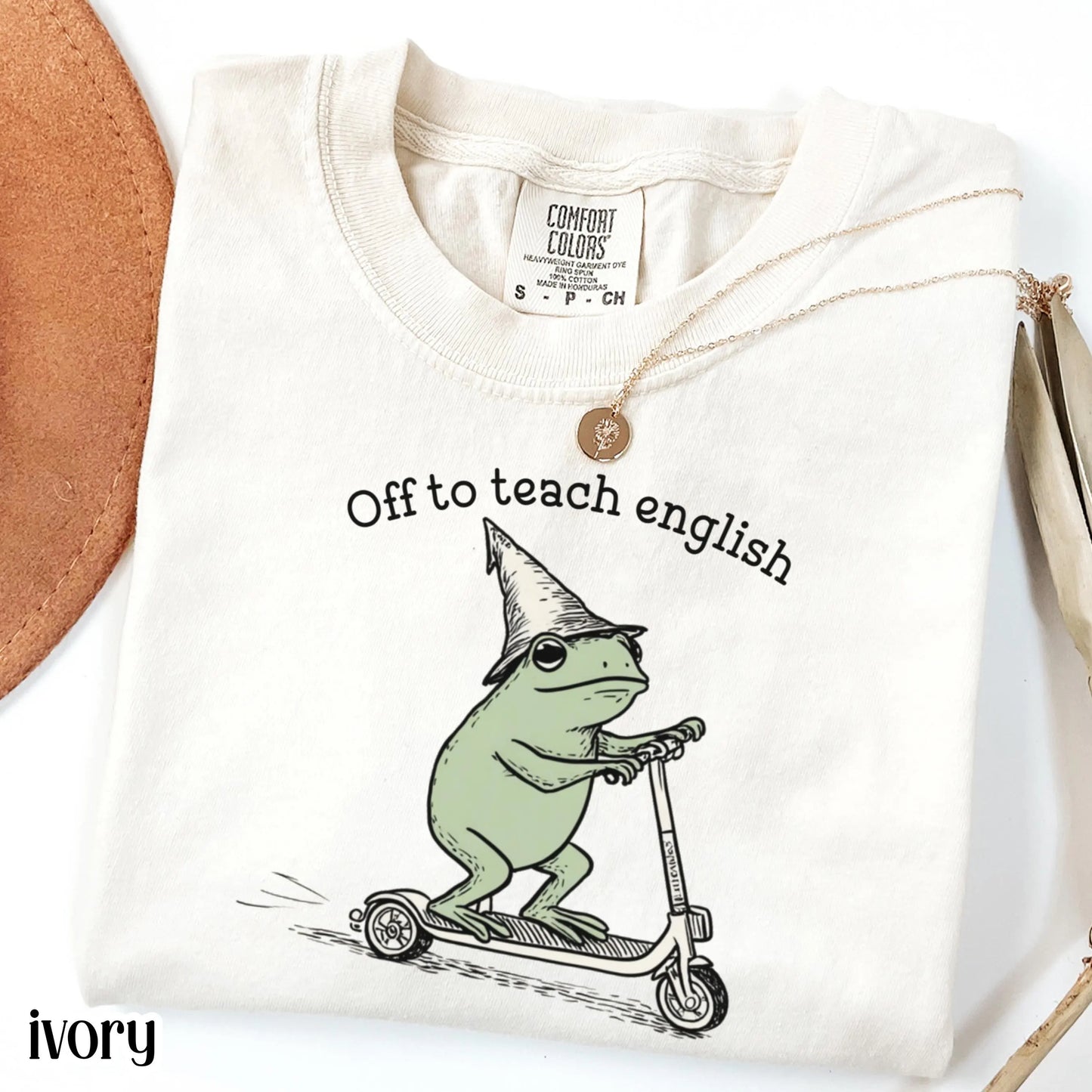 English Teacher Frog Comfort Colors Shirt Teaching Literature Tee High School Teacher TShirt Funny Frog Scooter Gift For English Teacher