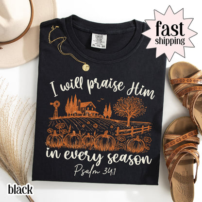 Bible Verse Pumpkin Farm Comfort Colors Tee