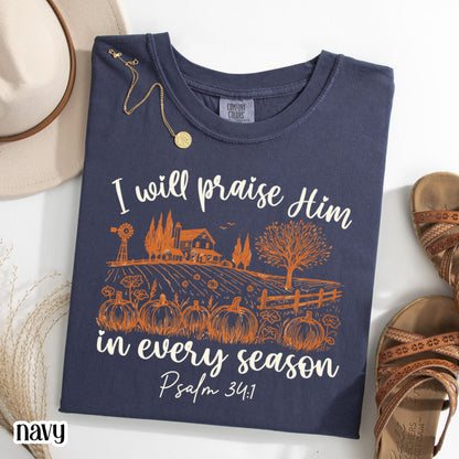 Bible Verse Pumpkin Farm Comfort Colors Tee