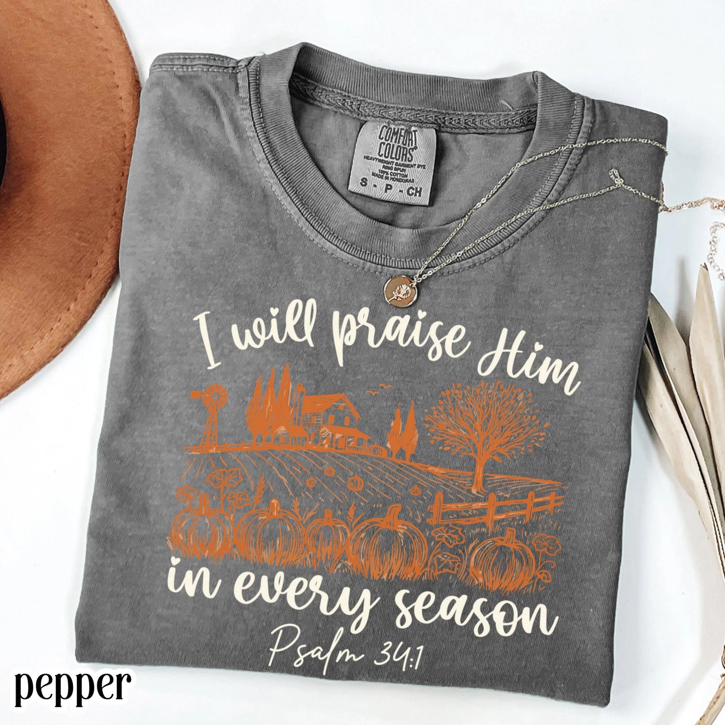 Bible Verse Pumpkin Farm Comfort Colors Tee