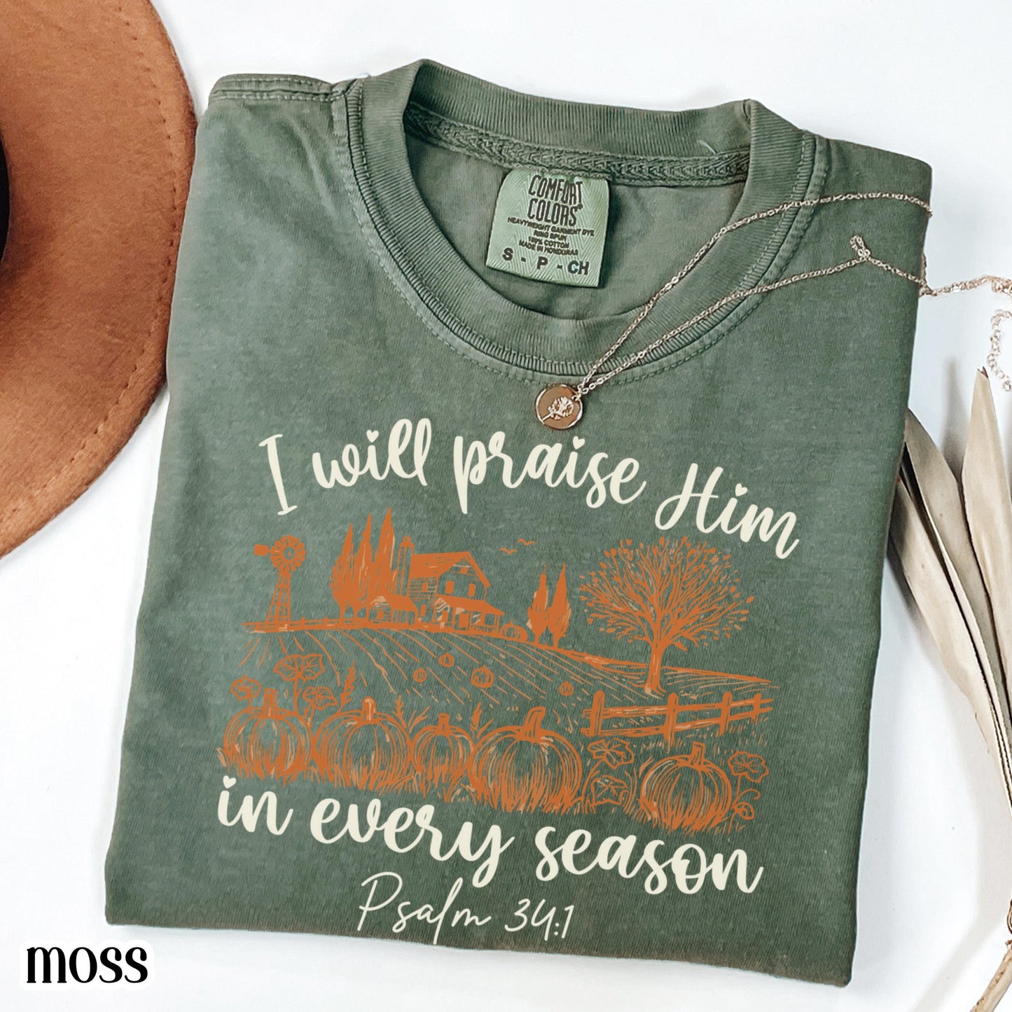 Bible Verse Pumpkin Farm Comfort Colors Tee