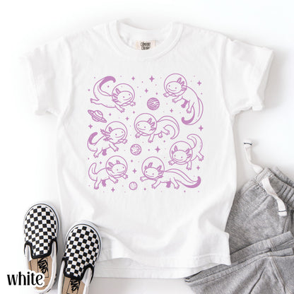 Space Axolotl Youth Shirt Comfort Colors Astronaut Planet Tee Axolotl Lover Kid School Tshirt Christmas Gift For Daughter Son Shirt
