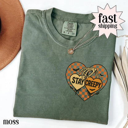 Skeleton Pumpkin Heart Comfort Colors Tee