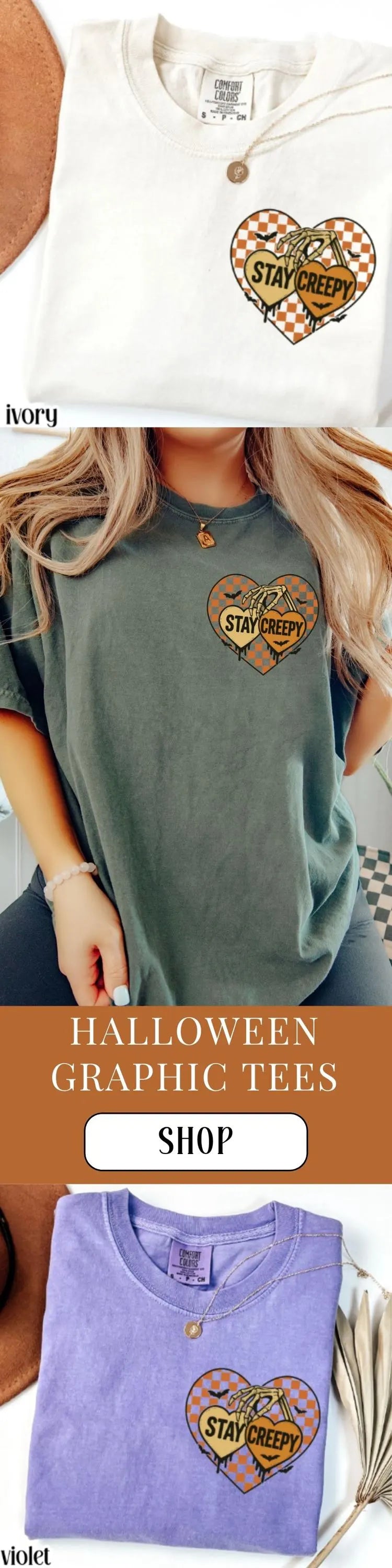Skeleton Pumpkin Heart Comfort Colors Tee