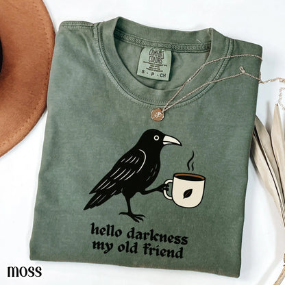 Coffee Lover Raven Crow Comfort Colors Tee