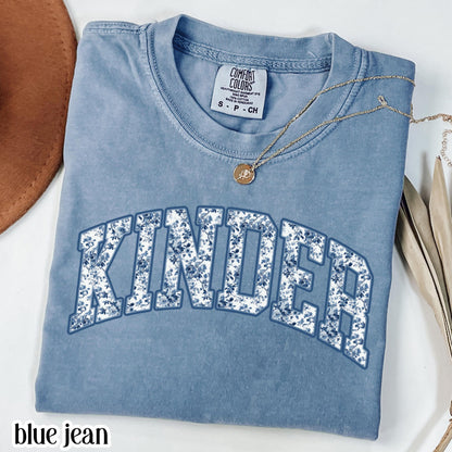 Kindergarten Comfort Colors Teacher Shirt Kinder Grade Teacher Shirt Kinder Teacher Shirt Toile Floral Teacher Tee Back to School Shirt