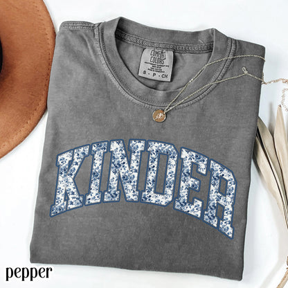 Kindergarten Comfort Colors Teacher Shirt Kinder Grade Teacher Shirt Kinder Teacher Shirt Toile Floral Teacher Tee Back to School Shirt