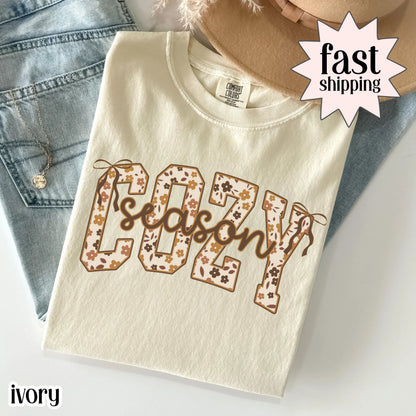 Cozy Season Pumpkin Floral Comfort Colors Tee