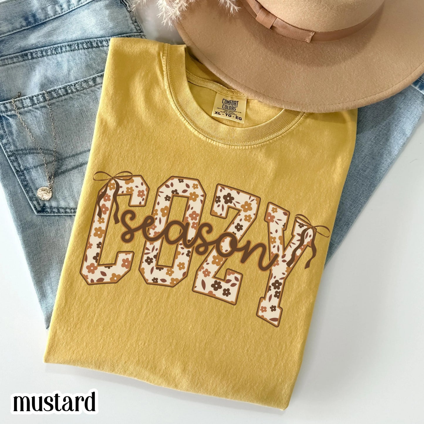 Cozy Season Pumpkin Floral Comfort Colors Tee