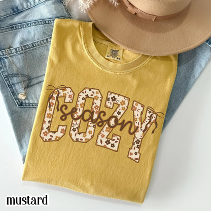 Cozy Season Pumpkin Floral Comfort Colors Tee