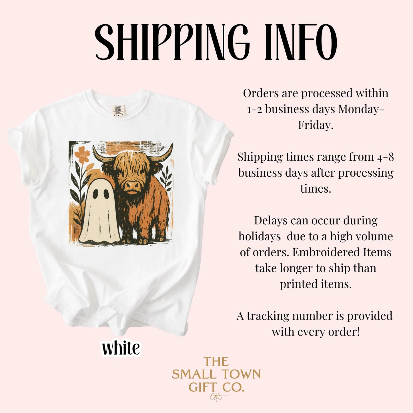 Halloween Ghost Highland Cow Comfort Colors Tee