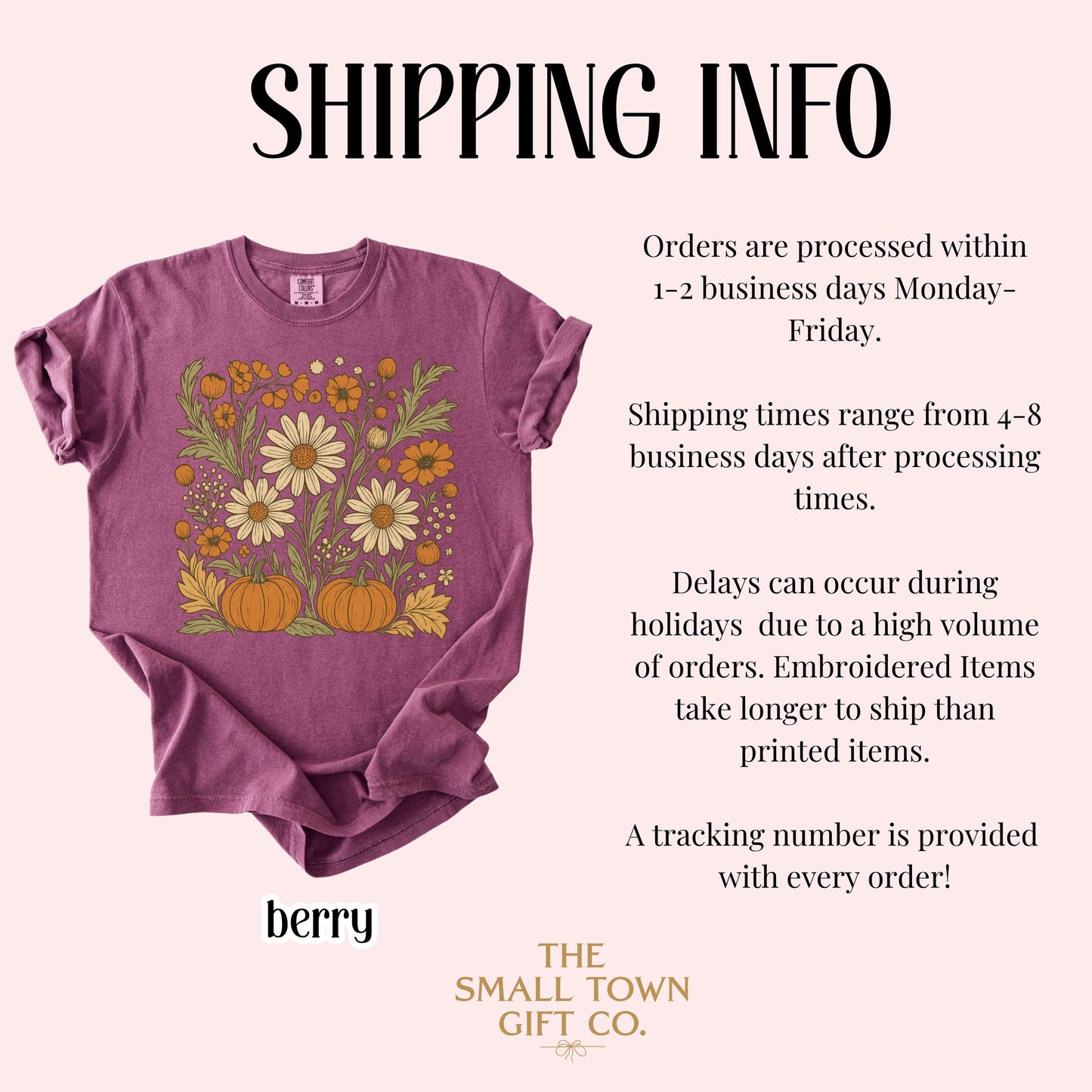Fall Floral Pumpkin Comfort Colors Tee
