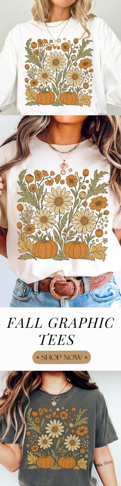 Fall Floral Pumpkin Comfort Colors Tee