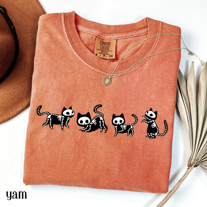 Black Cat Skeleton Comfort Colors Tee