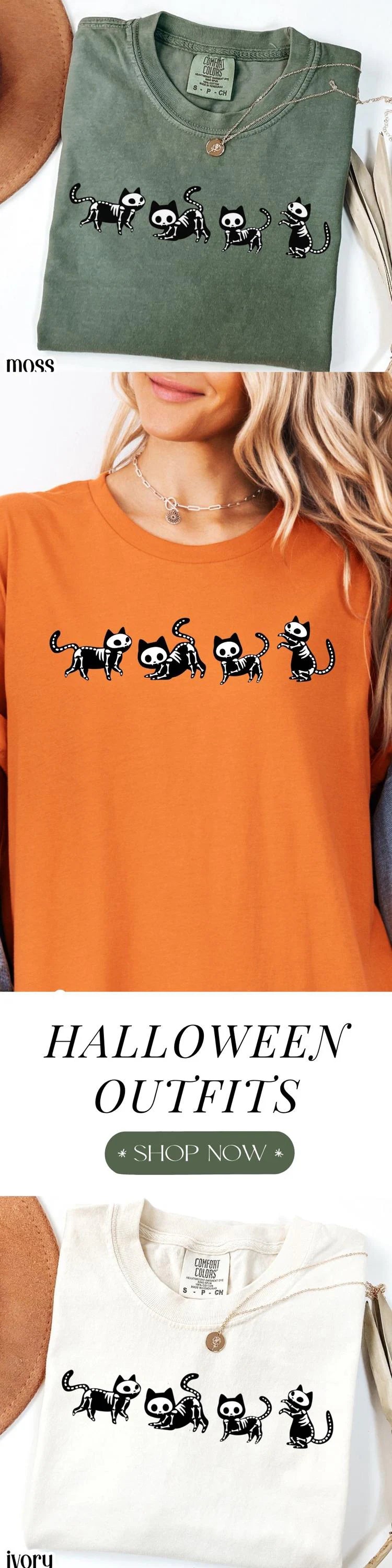 Black Cat Skeleton Comfort Colors Tee
