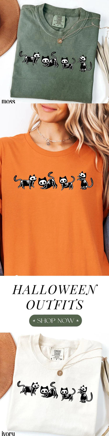 Black Cat Skeleton Comfort Colors Tee