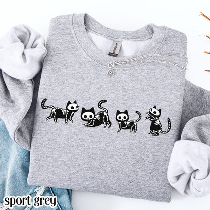 Skeleton Black Cat Halloween Sweatshirt