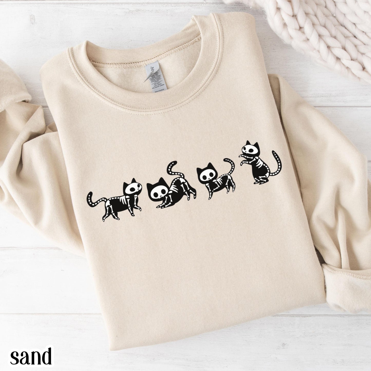 Skeleton Black Cat Halloween Sweatshirt