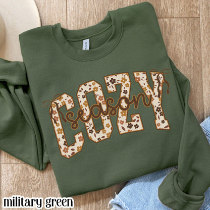 Cozy Season Pumpkin Floral Gildan Sweatshirt