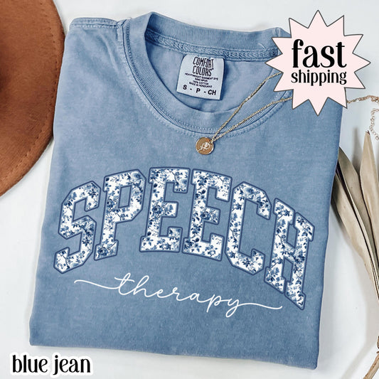 Speech Therapy Comfort Color Shirt Toile de Jouy Speech Language Pathologist Tshirt SLP Christmas Gift New Speech Therapist Floral Tee