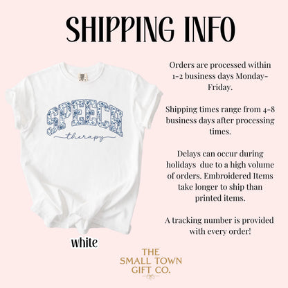Speech Therapy Comfort Color Shirt Toile de Jouy Speech Language Pathologist Tshirt SLP Christmas Gift New Speech Therapist Floral Tee