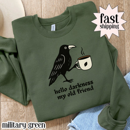 Coffee Lover Raven Crow Fall Sweatshirt
