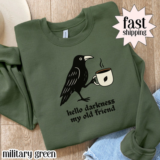 Coffee Lover Raven Crow Fall Sweatshirt