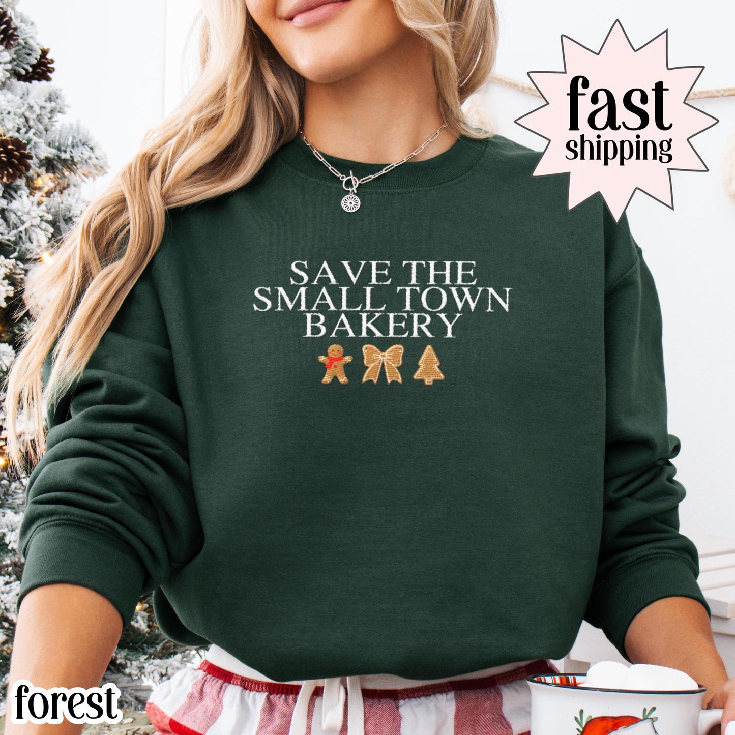 Embroidered Save The Small Town Bakery Sweatshirt