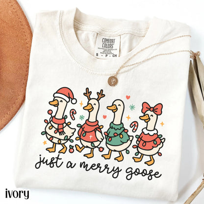 Funny Christmas Goose Comfort Colors Tee